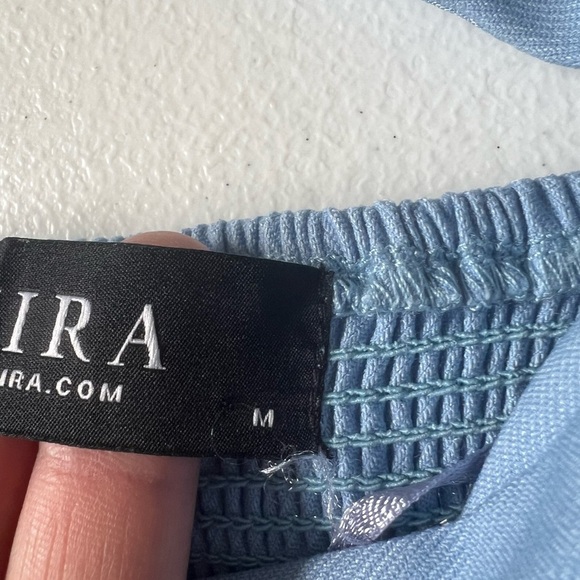 AKIRA blue romper with cutout stomach, crisscross straps, open back, sky blue M - Picture 3 of 7